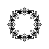 Elegant Lily Flower Frame in Black and White, Minimalist vector