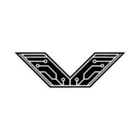 Tech Geometric Circuit Board in Black White vector