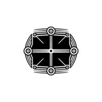 Geometric Tech Symbol, Abstract Black and White vector