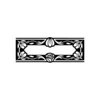 Elegant Floral Rectangle Frame, Black and White vector