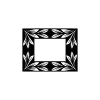 Elegant Black and White Leaf Frame on White Background vector