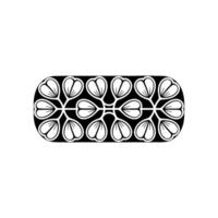 Minimalist Floral Pattern on Black Rounded Rectangle, White Background vector