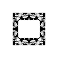 Geometric Floral Frame in Black and White on Clean Background vector