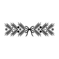 Minimalist Christmas Garland Black Bow, Spruce, Snowflake Ornament vector