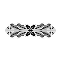 Minimalist Christmas Ornament Holly and Fir Branch Border vector