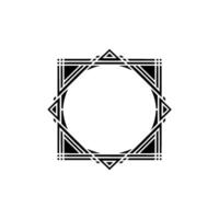 Geometric Star and Circle Frame Black and White Minimalist vector