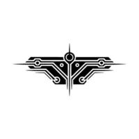 Abstract Circuitry in Geometric Black White, Technology vector