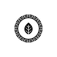 Minimalist Leaf in Geometric Circle, Black on White, Emblem vector