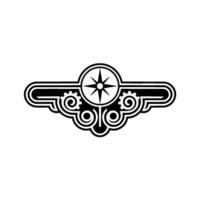 Steampunk Compass Emblem Navigation and Gears in Art vector