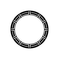 Geometric Circle Frame Minimalist Greek Key Border on White Background vector