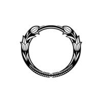 Elegant Art Nouveau Floral Frame, Black on White, Vintage vector