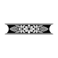 Black and White Floral Border Ornament, Minimalist vector