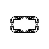 Elegant Decorative Frame with Leaves Swirls Monochromatic vector