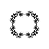 Minimalist Botanical Frame, Black White, Invitation vector