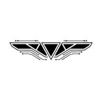 Abstract Tech Wing on White, Digital Circuit vector