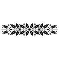 Elegant Black Christmas Border Holly Snowflakes on White vector