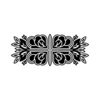 Elegant Black and White Floral Ornament, Decorative Border Element vector