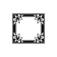 Elegant Lily Flower Frame in Black and White vector