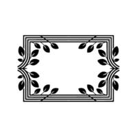 Elegant Black Leaf Frame on Gray Background Minimalist vector