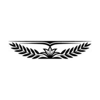 Elegant Black Laurel Wreath and Floral Crest on White vector
