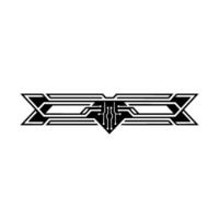 Futuristic Circuitry Ornament Black Lines on White, vector