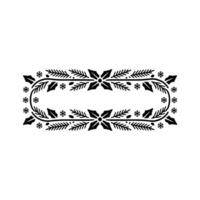 Minimalist Black Christmas Frame with Poinsettias Snowflakes vector
