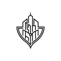 Abstract City Skyline in Minimalist Black White vector