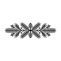 Minimalist Christmas Ornament Fir Branches Berries, vector