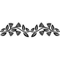 Floral Border Element Black White Decorative Vine Motif on White vector
