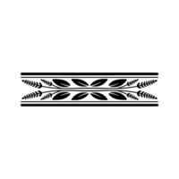 Decorative Border Element Leafy Black Line Art on White vector