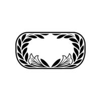 Elegant Floral Frame Black Laurel Wreath on White Background vector