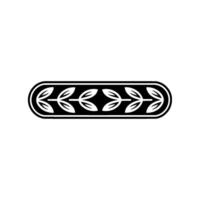 Black and White Leaf Motif, Rounded Rectangle, Minimalist Element vector