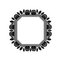 Black Rose Frame with Octagon Border on Folded Paper Texture vector
