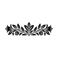 Elegant Floral Scroll Border in Black on White, Ornamental Illustration vector