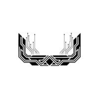 Abstract Circuitry Emblem on White Background Minimalist Tech vector