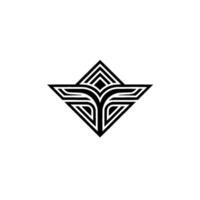 Geometric Abstract Diamond Abstract Plant in Black White vector