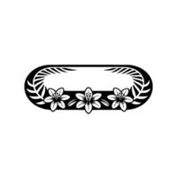 Floral Oval Frame Black and White vector