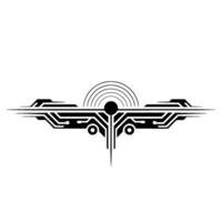 Techinspired Symmetry Black Circuit Board on White Background vector