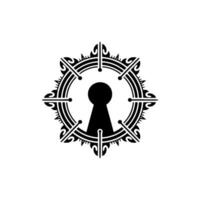 Abstract Keyhole Ornamental Black White vector