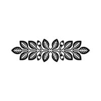 Minimalist Black Leaf Branch on White Background vector