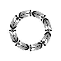 Minimalist Black and White Leaf Wreath Frame vector