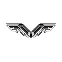 Abstract Circuitry Winged on White Background vector