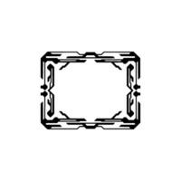 Tech Frame Futuristic Border Element, Black on White, Minimalist vector