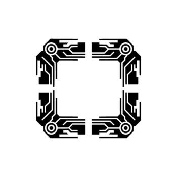 Abstract Circuitry Square Frame on White Background vector