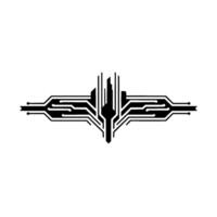 Abstract Circuitry Emblem Futuristic Tech in Black White vector