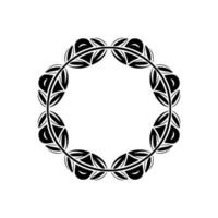 Geometric Black Feather Wreath on White Background vector
