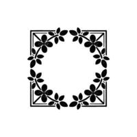 Elegant Floral Square Frame in Monochrome with Grayscale Details vector