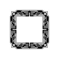 Futuristic Tech Frame Abstract Circuitry Border on Neutral Background vector