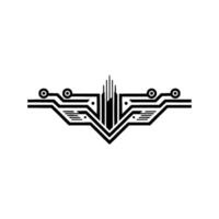 Art Deco Circuitry Geometric Abstraction in Black and White vector
