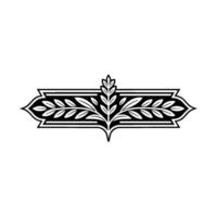 Elegant Black and White Botanical Flourish Element vector